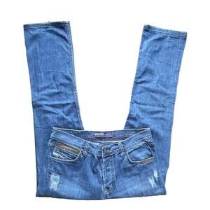 Diesel Jeans Mens Size 36x32 Mid Wash Distressed  Modern Button Fly Denim Turkey